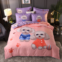 HKM-004563 Floral Patterned Four-Piece Cashmere Bed Set for 1.5m, 1.8m, and 2.0m Beds