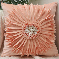 HKM-004627 Solid Color Square Chrysanthemum Throw Pillow Cover - Modern Design, 45x45cm, Various Colors Available