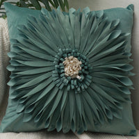 HKM-004627 Solid Color Square Chrysanthemum Throw Pillow Cover - Modern Design, 45x45cm, Various Colors Available
