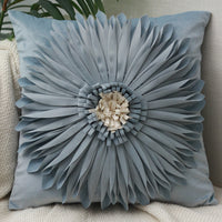 HKM-004627 Solid Color Square Chrysanthemum Throw Pillow Cover - Modern Design, 45x45cm, Various Colors Available