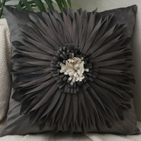 HKM-004627 Solid Color Square Chrysanthemum Throw Pillow Cover - Modern Design, 45x45cm, Various Colors Available