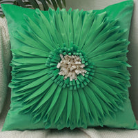 HKM-004627 Solid Color Square Chrysanthemum Throw Pillow Cover - Modern Design, 45x45cm, Various Colors Available