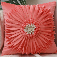 HKM-004627 Solid Color Square Chrysanthemum Throw Pillow Cover - Modern Design, 45x45cm, Various Colors Available
