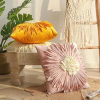 HKM-004627 Solid Color Square Chrysanthemum Throw Pillow Cover - Modern Design, 45x45cm, Various Colors Available