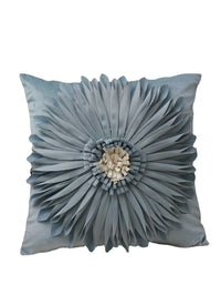 HKM-004627 Solid Color Square Chrysanthemum Throw Pillow Cover - Modern Design, 45x45cm, Various Colors Available