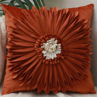 HKM-004627 Solid Color Square Chrysanthemum Throw Pillow Cover - Modern Design, 45x45cm, Various Colors Available