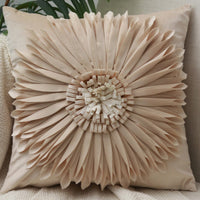 HKM-004627 Solid Color Square Chrysanthemum Throw Pillow Cover - Modern Design, 45x45cm, Various Colors Available