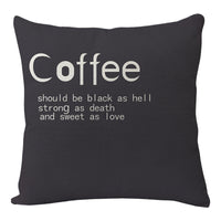 HKM-004691 Black Linen Digital Printed Pillowcase with English Letter Icon, 45x45cm