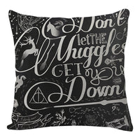 HKM-004691 Black Linen Digital Printed Pillowcase with English Letter Icon, 45x45cm