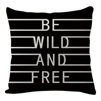 HKM-004691 Black Linen Digital Printed Pillowcase with English Letter Icon, 45x45cm