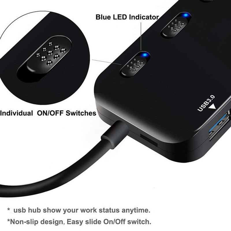 HKM-004755 USB 3.0 4-Port Hub with External Power Supply for High-Speed Connectivity