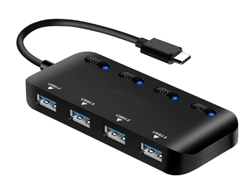 HKM-004755 USB 3.0 4-Port Hub with External Power Supply for High-Speed Connectivity
