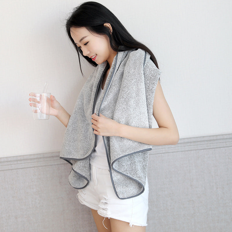 HKM-004819 Antibacterial Bamboo Charcoal Thick Coral Fleece Bath Towel - Light Gray or Dark Gray, Starry Sky Design
