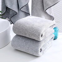 HKM-004819 Antibacterial Bamboo Charcoal Thick Coral Fleece Bath Towel - Light Gray or Dark Gray, Starry Sky Design
