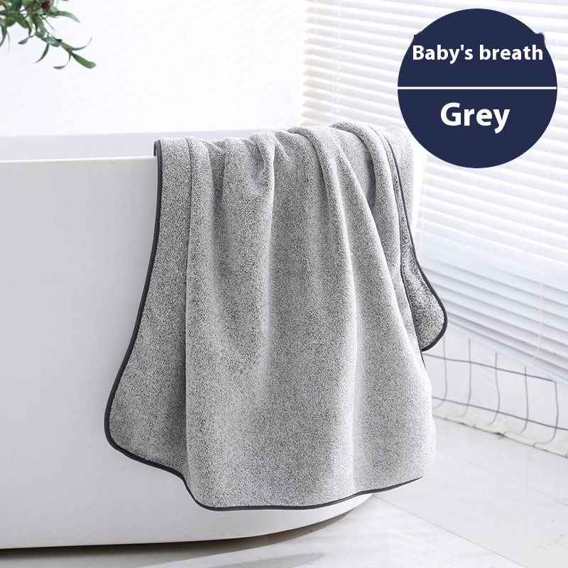 HKM-004819 Antibacterial Bamboo Charcoal Thick Coral Fleece Bath Towel - Light Gray or Dark Gray, Starry Sky Design