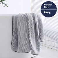 HKM-004819 Antibacterial Bamboo Charcoal Thick Coral Fleece Bath Towel - Light Gray or Dark Gray, Starry Sky Design