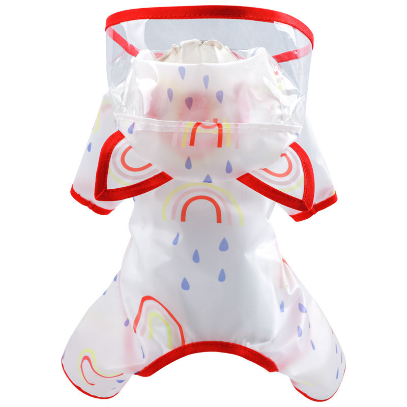 HKM-004883 Pet Waterproof Rainbow Poncho - Lightweight Polyester Raincoat for Small Dogs and Cats