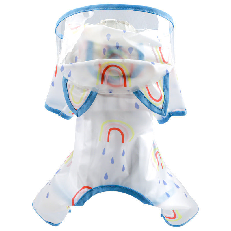 HKM-004883 Pet Waterproof Rainbow Poncho - Lightweight Polyester Raincoat for Small Dogs and Cats