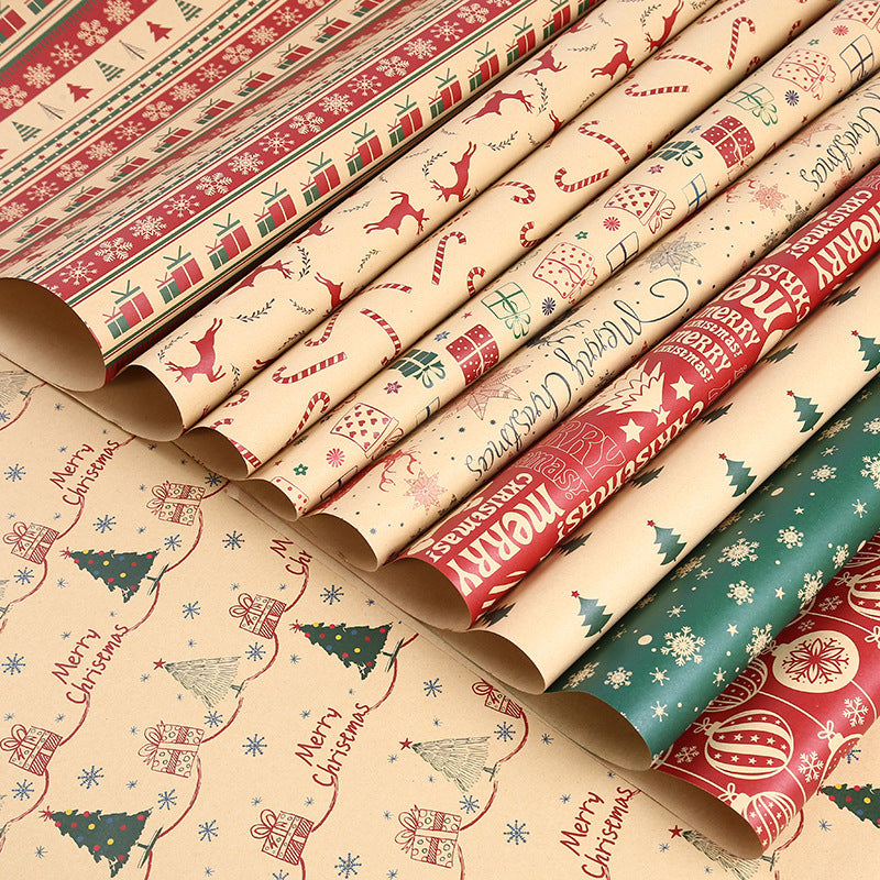 HKM-005011 Kraft Paper Gift Wrapping Sheets for Christmas - 50x70cm, 1 Pack