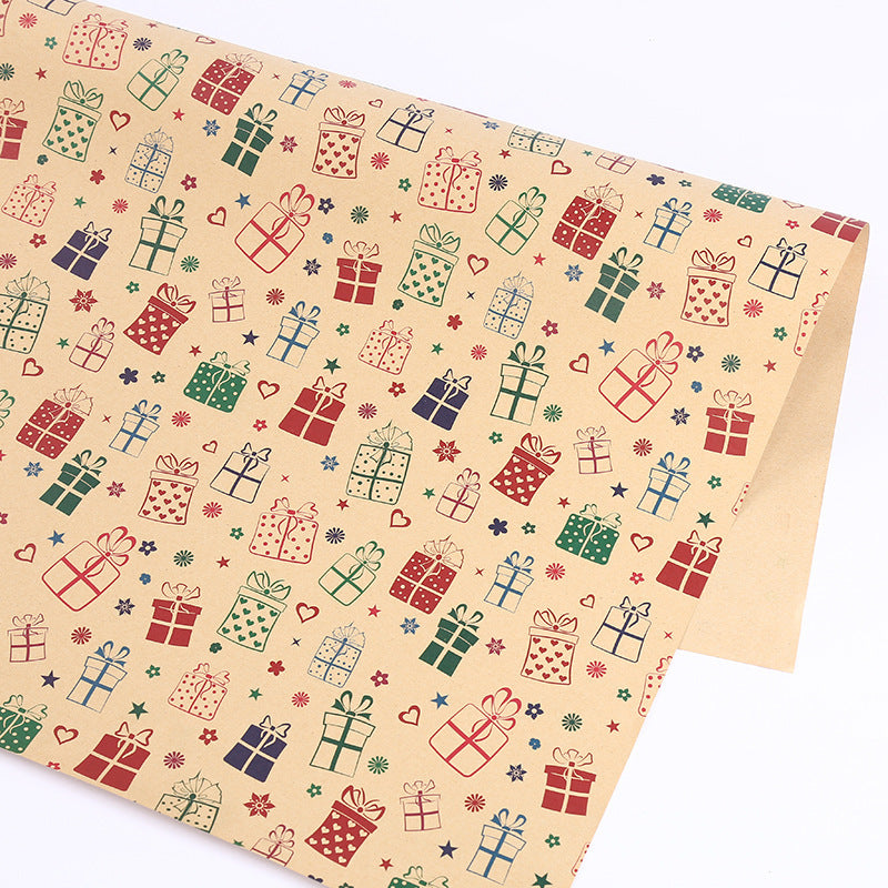 HKM-005011 Kraft Paper Gift Wrapping Sheets for Christmas - 50x70cm, 1 Pack