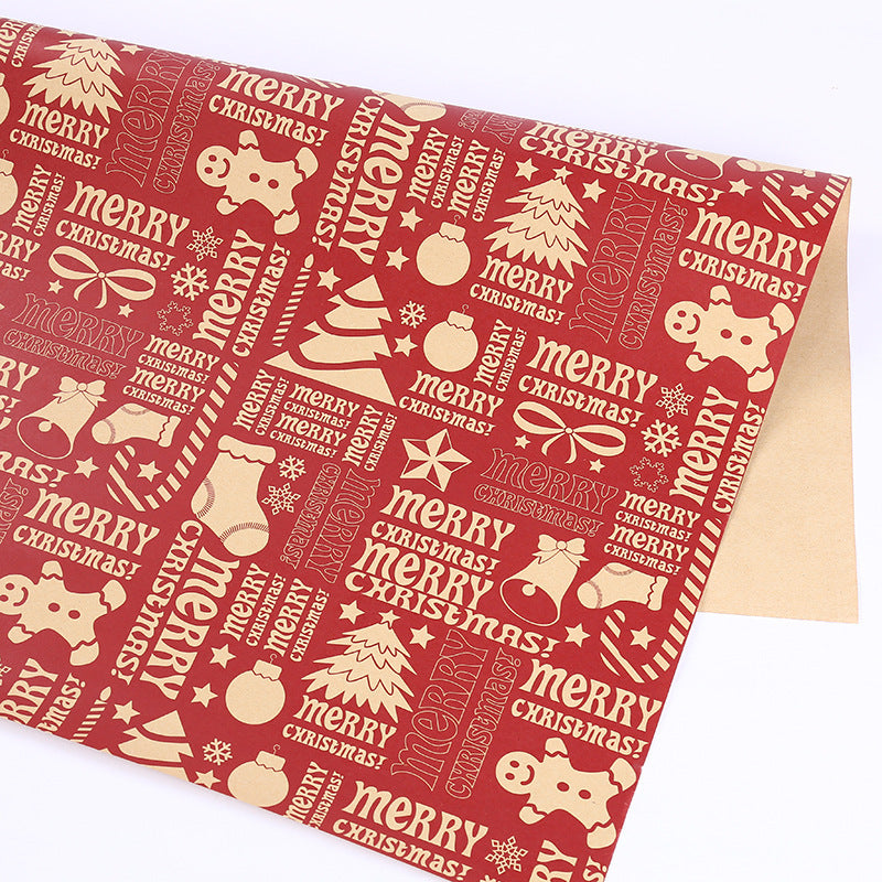 HKM-005011 Kraft Paper Gift Wrapping Sheets for Christmas - 50x70cm, 1 Pack