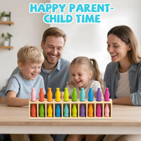 HKM-005203 Educational Color Matching Memory Game for Kids - Wooden Bottle Color Challenge Toy