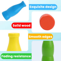 HKM-005203 Educational Color Matching Memory Game for Kids - Wooden Bottle Color Challenge Toy