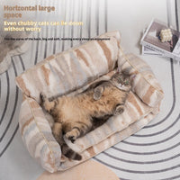 HKM-005203 Removable and Washable Pet Sofa Bed in Black and White or Beige Ripple, Multiple Sizes Available