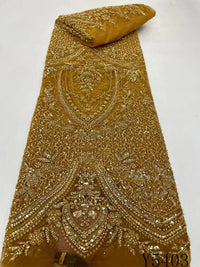HKM-005331 Lace Beads Sequined Mesh Embroidery Fabric for Party and Wedding Attire