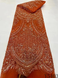 HKM-005331 Lace Beads Sequined Mesh Embroidery Fabric for Party and Wedding Attire
