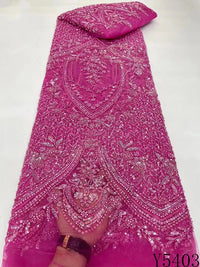 HKM-005331 Lace Beads Sequined Mesh Embroidery Fabric for Party and Wedding Attire