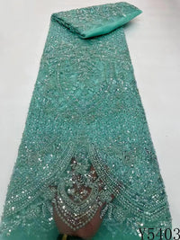 HKM-005331 Lace Beads Sequined Mesh Embroidery Fabric for Party and Wedding Attire