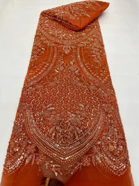 HKM-005331 Lace Beads Sequined Mesh Embroidery Fabric for Party and Wedding Attire
