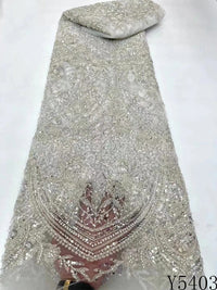 HKM-005331 Lace Beads Sequined Mesh Embroidery Fabric for Party and Wedding Attire