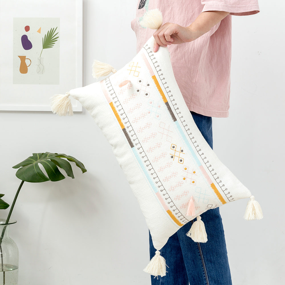 HKM-005523 Bohemian Style Cotton Couch Pillow - Various Sizes Available