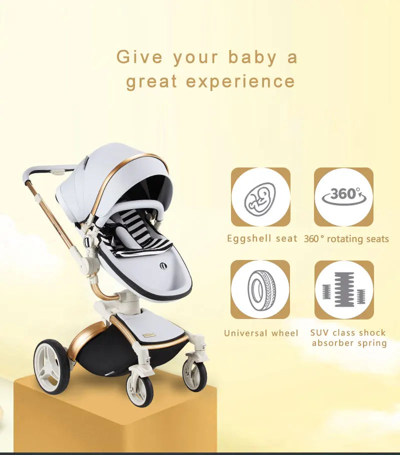 KTX-005587 Comfortable Large Space Foldable Baby Walker Chariot with PU and Aluminium Alloy Frame