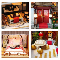 HKM-005651 Chinese Style Wooden Dollhouse Furniture Set for Kids, Miniature Puzzle Toy for Ages 5-7
