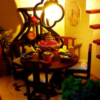 HKM-005651 Chinese Style Wooden Dollhouse Furniture Set for Kids, Miniature Puzzle Toy for Ages 5-7