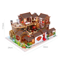 HKM-005651 Chinese Style Wooden Dollhouse Furniture Set for Kids, Miniature Puzzle Toy for Ages 5-7