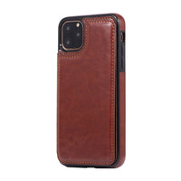 HKM-005651 Full-Wrap Brown PU+TPU Protective Back Cover Case for iPhone