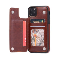 HKM-005651 Full-Wrap Brown PU+TPU Protective Back Cover Case for iPhone