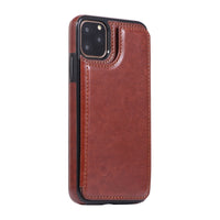 HKM-005651 Full-Wrap Brown PU+TPU Protective Back Cover Case for iPhone