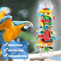 HKM-005651 Wooden Nibbling Toy for Medium and Large Parrots and Birds - 40 x 10 cm