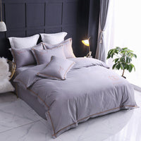 HKM-005715 Cotton Duvet Cover Set, Four-Piece Bedding for Various Bed Sizes with Elegant Floral Designs
