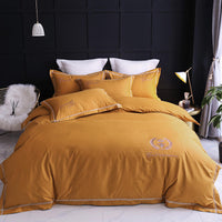 HKM-005715 Cotton Duvet Cover Set, Four-Piece Bedding for Various Bed Sizes with Elegant Floral Designs