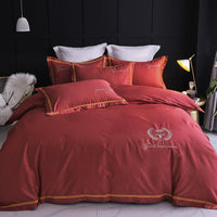 HKM-005715 Cotton Duvet Cover Set, Four-Piece Bedding for Various Bed Sizes with Elegant Floral Designs