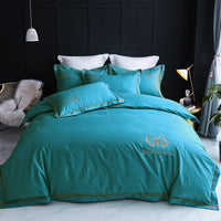 HKM-005715 Cotton Duvet Cover Set, Four-Piece Bedding for Various Bed Sizes with Elegant Floral Designs