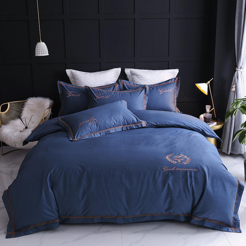 HKM-005715 Cotton Duvet Cover Set, Four-Piece Bedding for Various Bed Sizes with Elegant Floral Designs