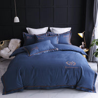 HKM-005715 Cotton Duvet Cover Set, Four-Piece Bedding for Various Bed Sizes with Elegant Floral Designs