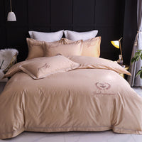 HKM-005715 Cotton Duvet Cover Set, Four-Piece Bedding for Various Bed Sizes with Elegant Floral Designs